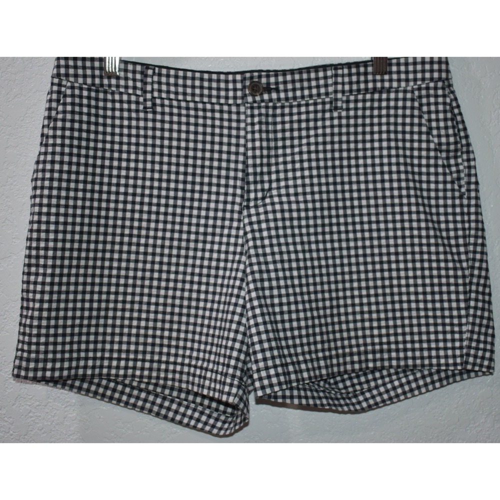 Old Navy Everyday Short Womens 12 Black White Gingham Check Mid Rise Stretch - Picture 15 of 16